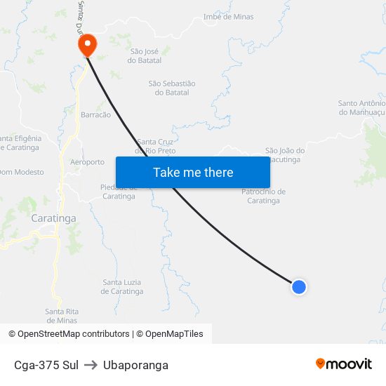 Cga-375 Sul to Ubaporanga map