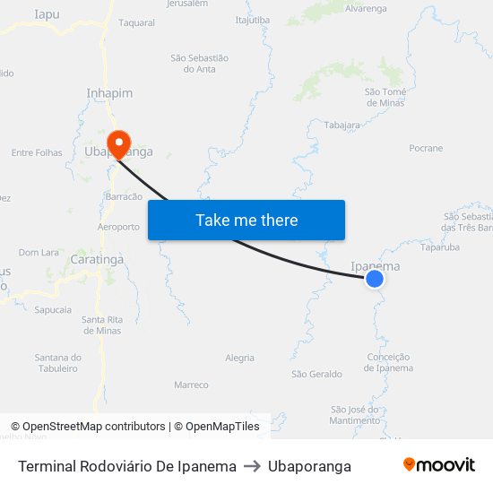 Terminal Rodoviário De Ipanema to Ubaporanga map