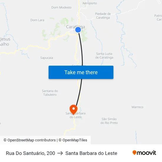 Rua Do Santuário, 200 to Santa Barbara do Leste map