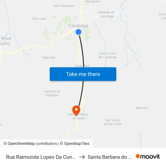 Rua Raimunda Lopes Da Cunha, 156 to Santa Barbara do Leste map