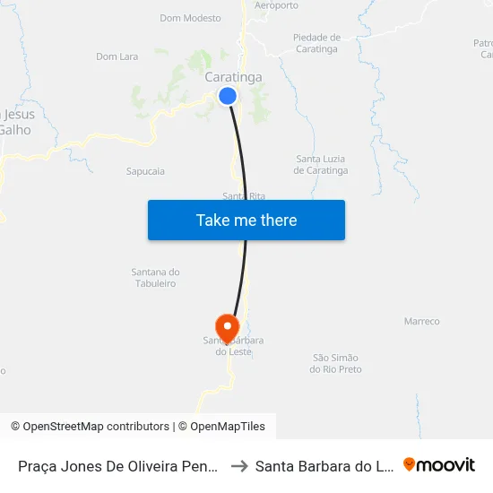 Praça Jones De Oliveira Pena, 153 to Santa Barbara do Leste map