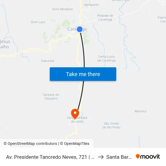 Av. Presidente Tancredo Neves, 721 | Uai - Unidade De Atendimento Integrado to Santa Barbara do Leste map