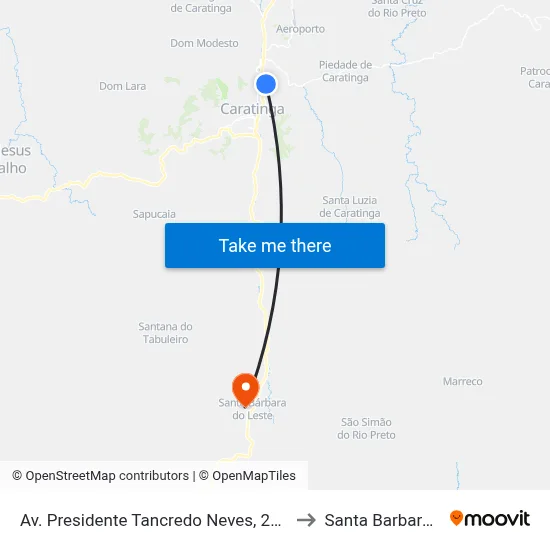 Av. Presidente Tancredo Neves, 2742 | Marginal Leste to Santa Barbara do Leste map