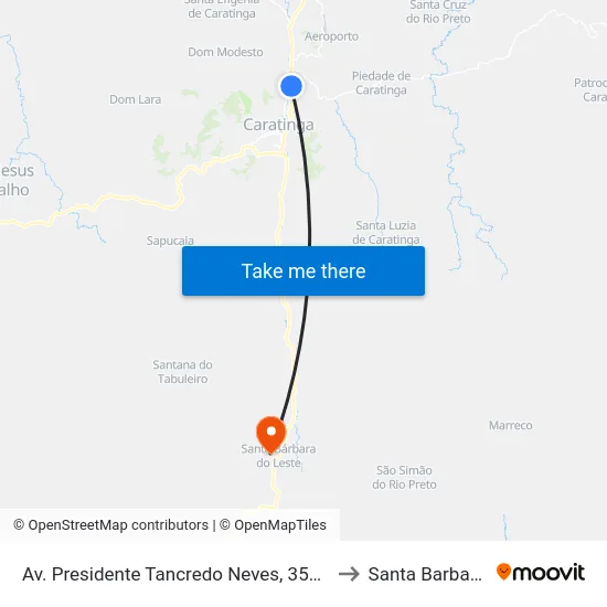 Av. Presidente Tancredo Neves, 3555 | Seminário Diocesano to Santa Barbara do Leste map