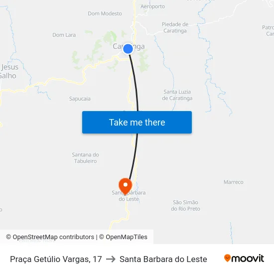 Praça Getúlio Vargas, 17 to Santa Barbara do Leste map