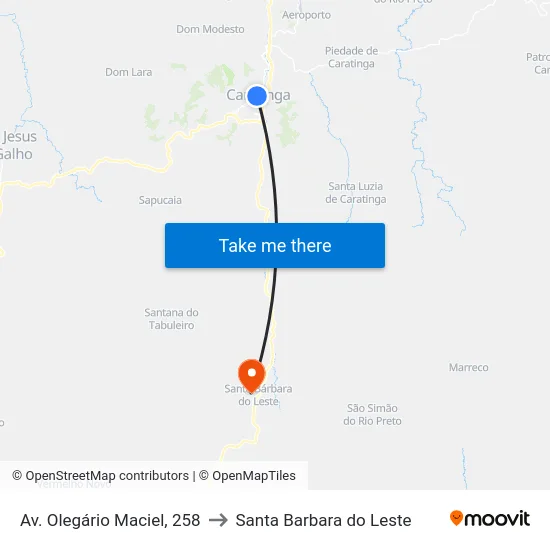 Av. Olegário Maciel, 258 to Santa Barbara do Leste map