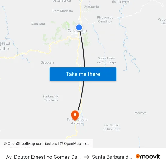 Av. Doutor Ernestino Gomes Da Costa, 250 to Santa Barbara do Leste map