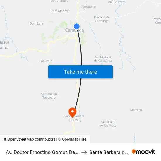 Av. Doutor Ernestino Gomes Da Costa, 474 to Santa Barbara do Leste map