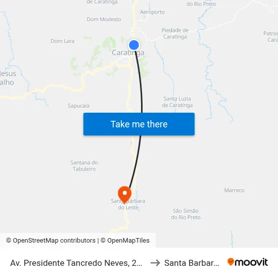 Av. Presidente Tancredo Neves, 2036 | Marginal Oeste to Santa Barbara do Leste map