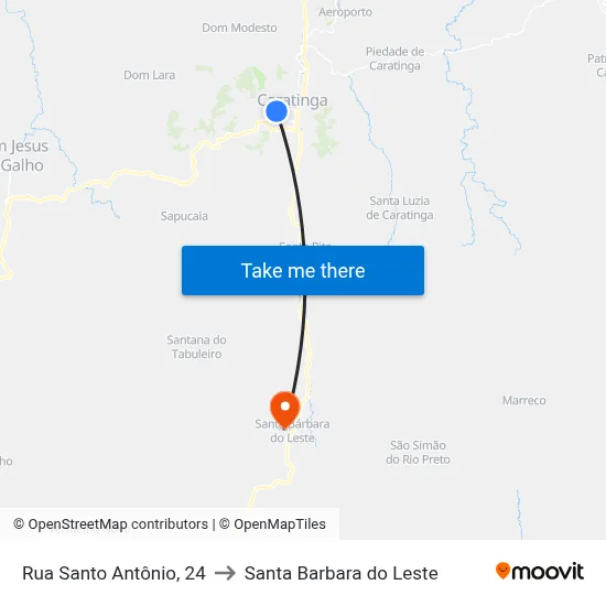 Rua Santo Antônio, 24 to Santa Barbara do Leste map