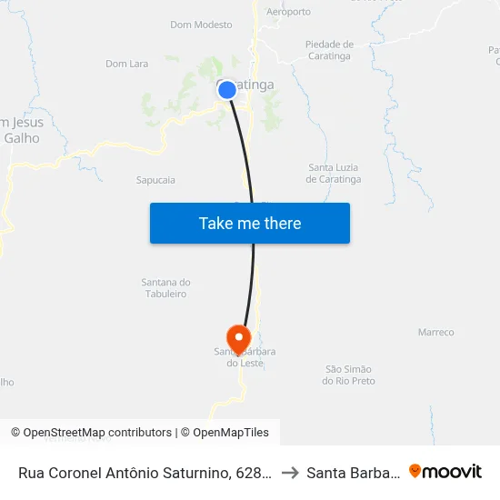 Rua Coronel Antônio Saturnino, 628 | Ponto Final Do Esperança to Santa Barbara do Leste map