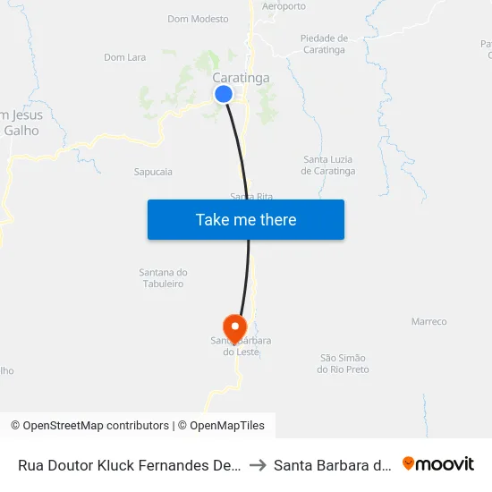 Rua Doutor Kluck Fernandes De Oliveira, 34 to Santa Barbara do Leste map