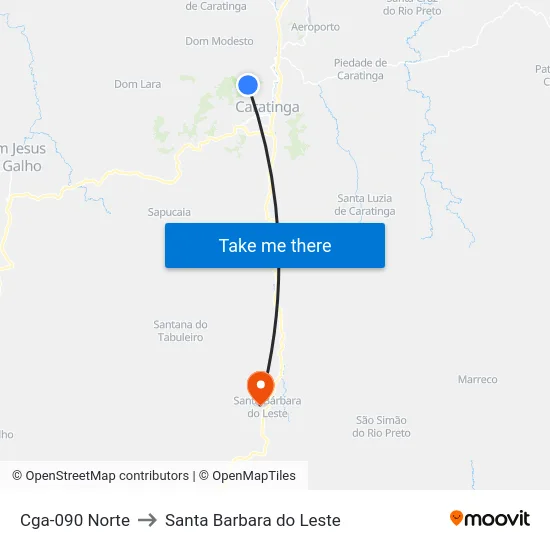 Cga-090 Norte to Santa Barbara do Leste map