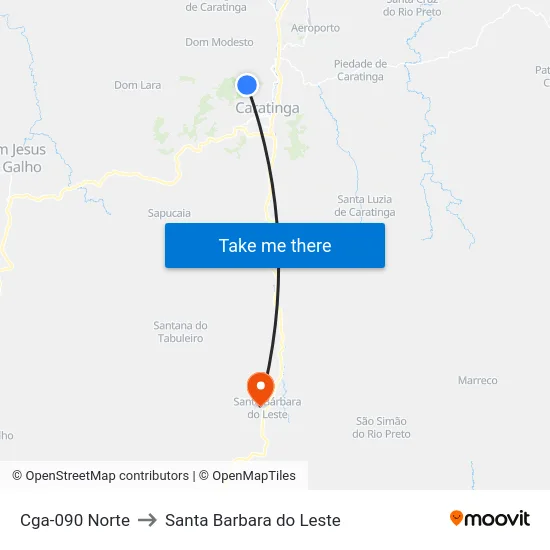 Cga-090 Norte to Santa Barbara do Leste map