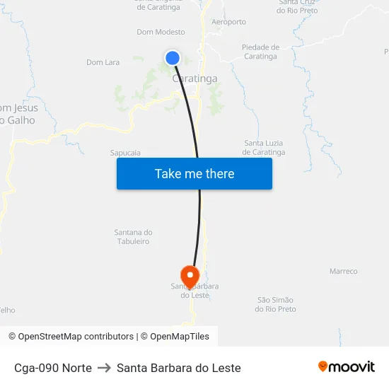 Cga-090 Norte to Santa Barbara do Leste map