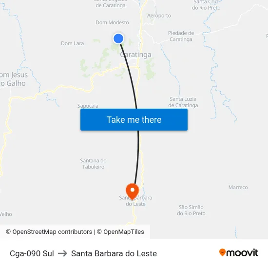 Cga-090 Sul to Santa Barbara do Leste map