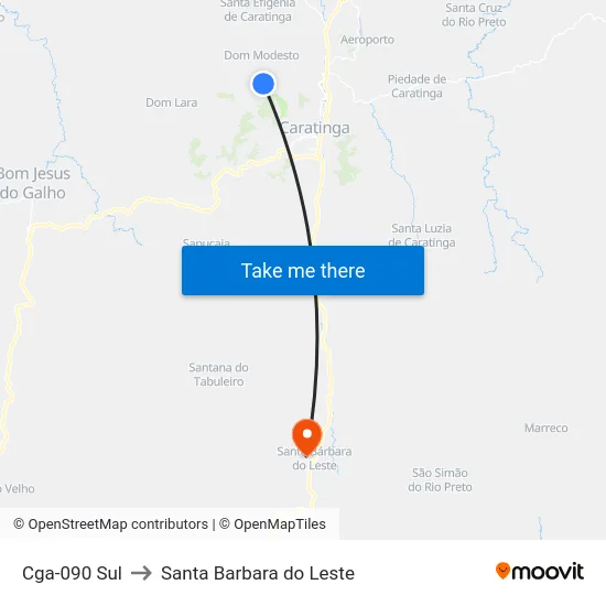 Cga-090 Sul to Santa Barbara do Leste map