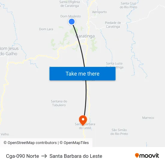 Cga-090 Norte to Santa Barbara do Leste map