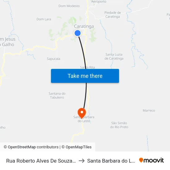 Rua Roberto Alves De Souza, 198 to Santa Barbara do Leste map