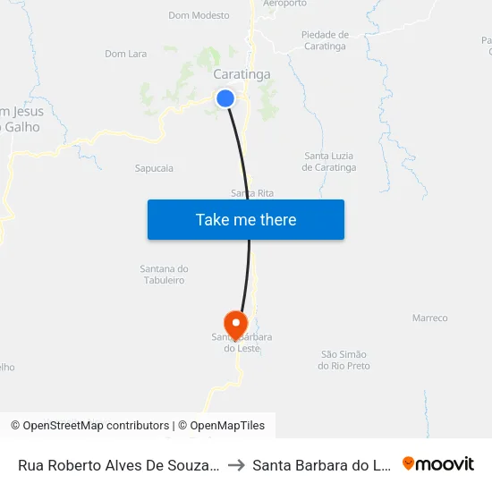 Rua Roberto Alves De Souza, 501 to Santa Barbara do Leste map