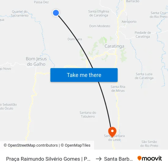 Praça Raimundo Silvério Gomes | Ponto Final Da Linha Distrital 04 to Santa Barbara do Leste map