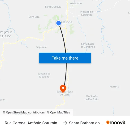 Rua Coronel Antônio Saturnino, 1075 to Santa Barbara do Leste map