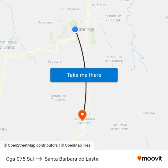 Cga-075 Sul to Santa Barbara do Leste map