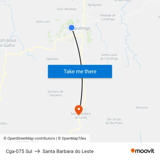 Cga-075 Sul to Santa Barbara do Leste map