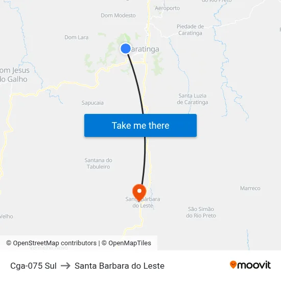 Cga-075 Sul to Santa Barbara do Leste map