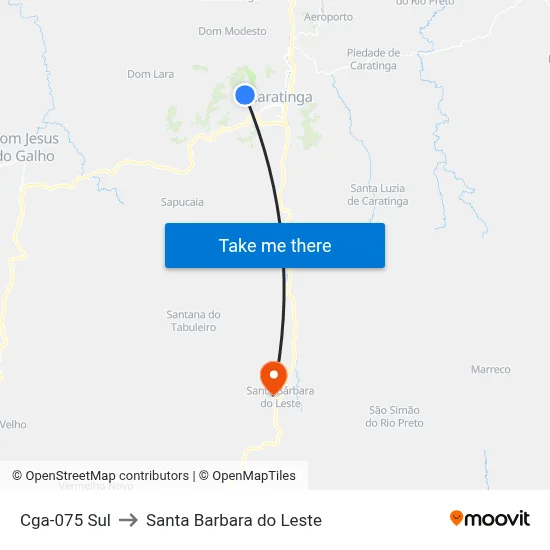 Cga-075 Sul to Santa Barbara do Leste map