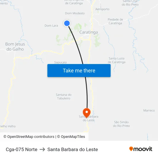 Cga-075 Norte to Santa Barbara do Leste map