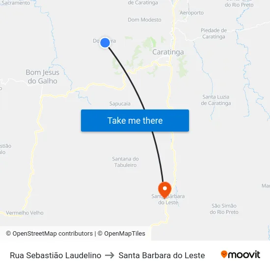 Rua Sebastião Laudelino to Santa Barbara do Leste map