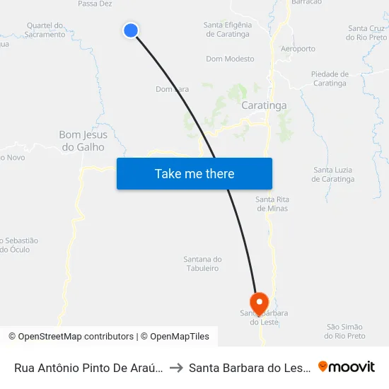 Rua Antônio Pinto De Araújo to Santa Barbara do Leste map