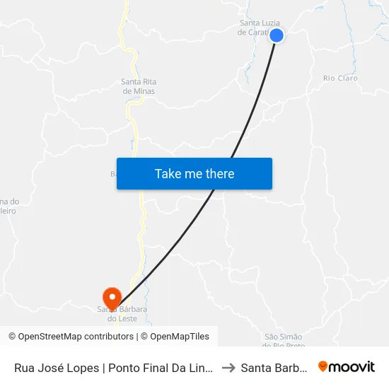 Rua José Lopes | Ponto Final Da Linha Distrital 05 Em Santa Luzia to Santa Barbara do Leste map