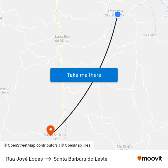 Rua José Lopes to Santa Barbara do Leste map