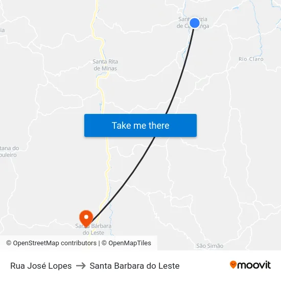 Rua José Lopes to Santa Barbara do Leste map