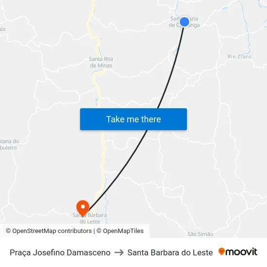 Praça Josefino Damasceno to Santa Barbara do Leste map