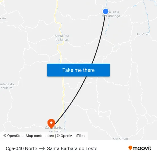 Cga-040 Norte to Santa Barbara do Leste map