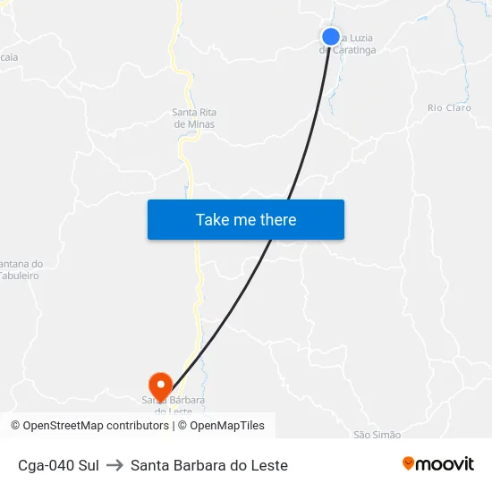 Cga-040 Sul to Santa Barbara do Leste map
