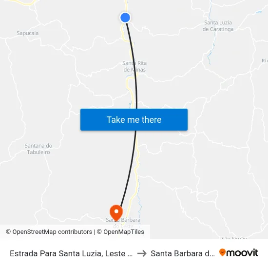 Estrada Para Santa Luzia, Leste | Entr. Br-116 to Santa Barbara do Leste map