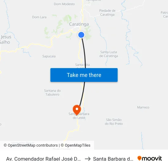 Av. Comendador Rafael José De Lima, 231 to Santa Barbara do Leste map