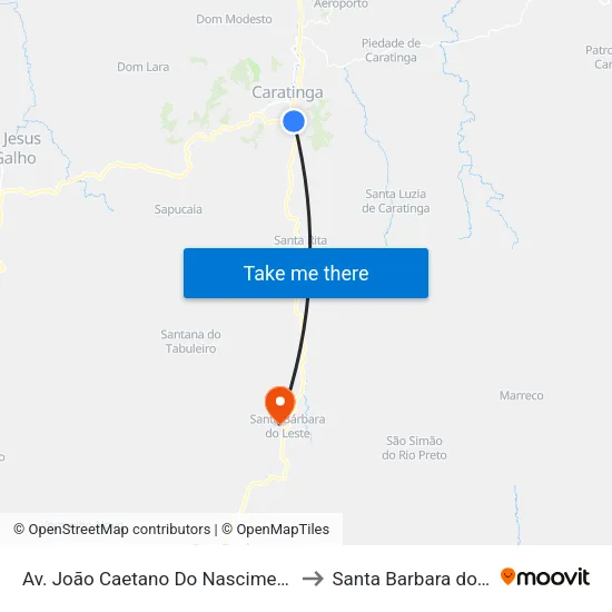 Av. João Caetano Do Nascimento, 1221 to Santa Barbara do Leste map