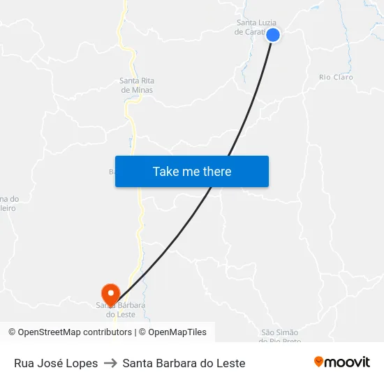 Rua José Lopes to Santa Barbara do Leste map