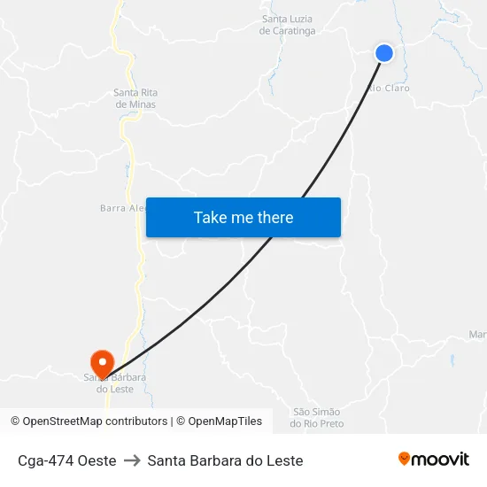 Cga-474 Oeste to Santa Barbara do Leste map