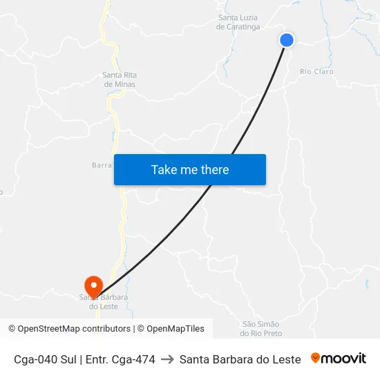 Cga-040 Sul | Entr. Cga-474 to Santa Barbara do Leste map
