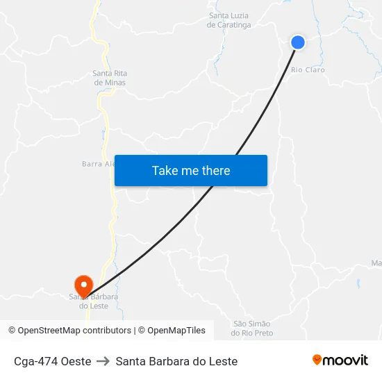 Cga-474 Oeste to Santa Barbara do Leste map