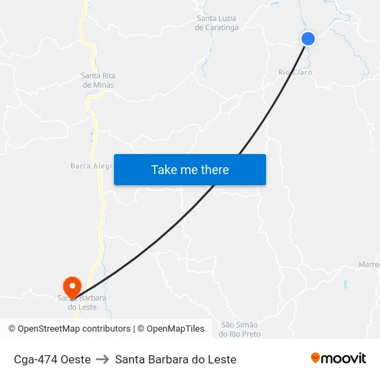 Cga-474 Oeste to Santa Barbara do Leste map