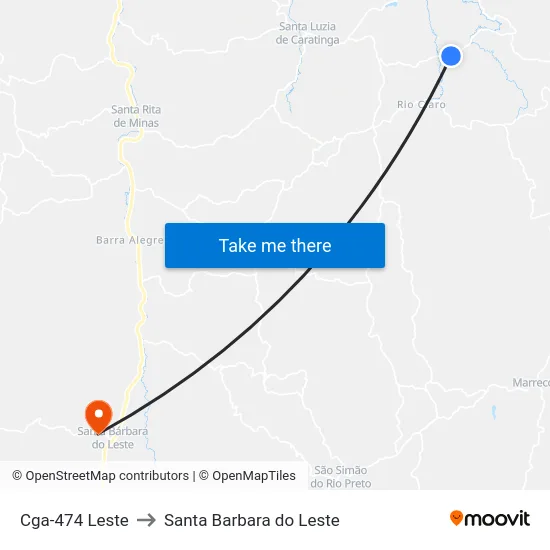 Cga-474 Leste to Santa Barbara do Leste map