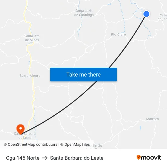 Cga-145 Norte to Santa Barbara do Leste map