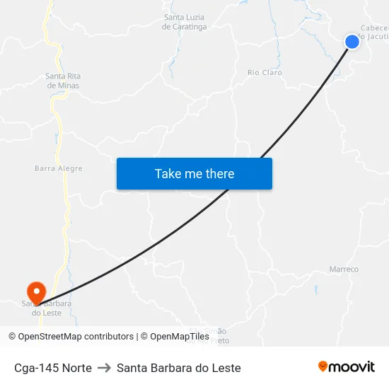 Cga-145 Norte to Santa Barbara do Leste map
